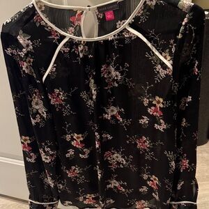 Vince Camuto Black Floral Blouse